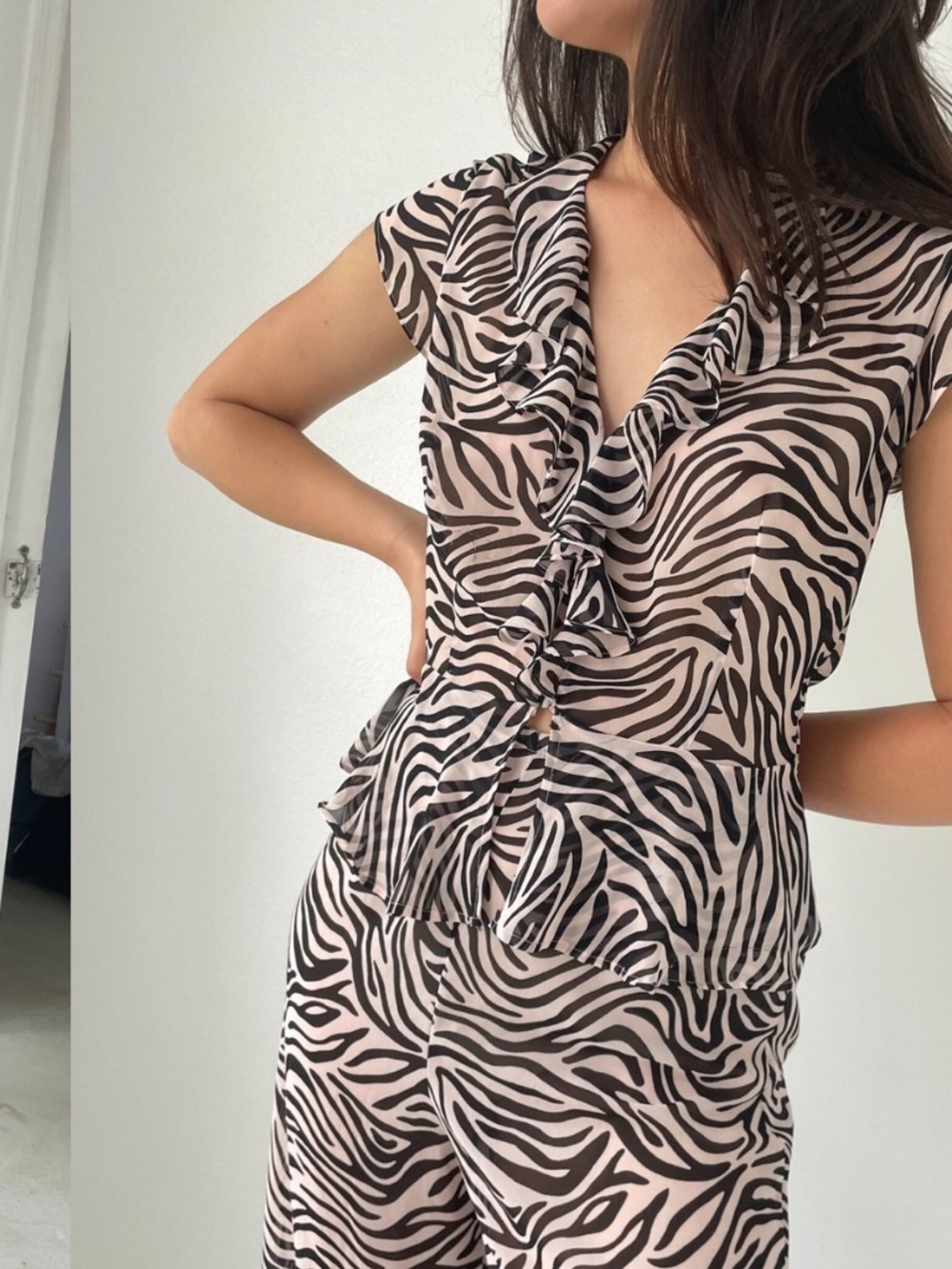 Victoria Secret Semi Sheer Zebra Matching Set Pajama Chic Lounge to Streetwear - Picture 7 of 13